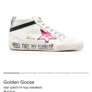Golden Goose White and Gray Athletic Shoes with Red Star